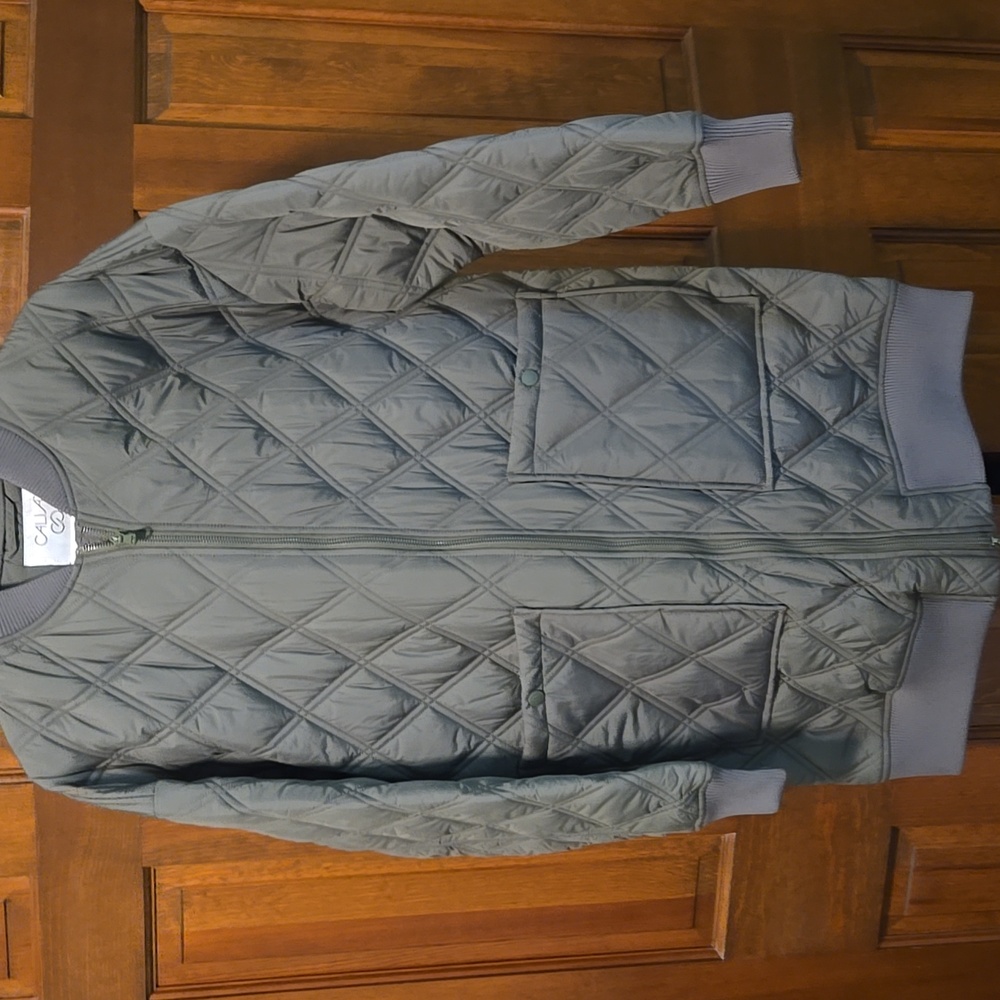 CALIA Long Quilted Bomber Jacket